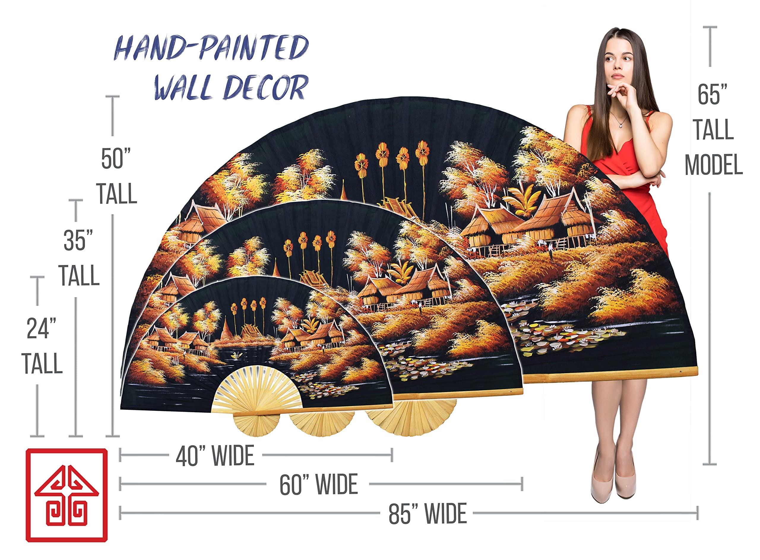 Amazon.com: Thai Landscape Folding Wall Fan Hand-painted Wall